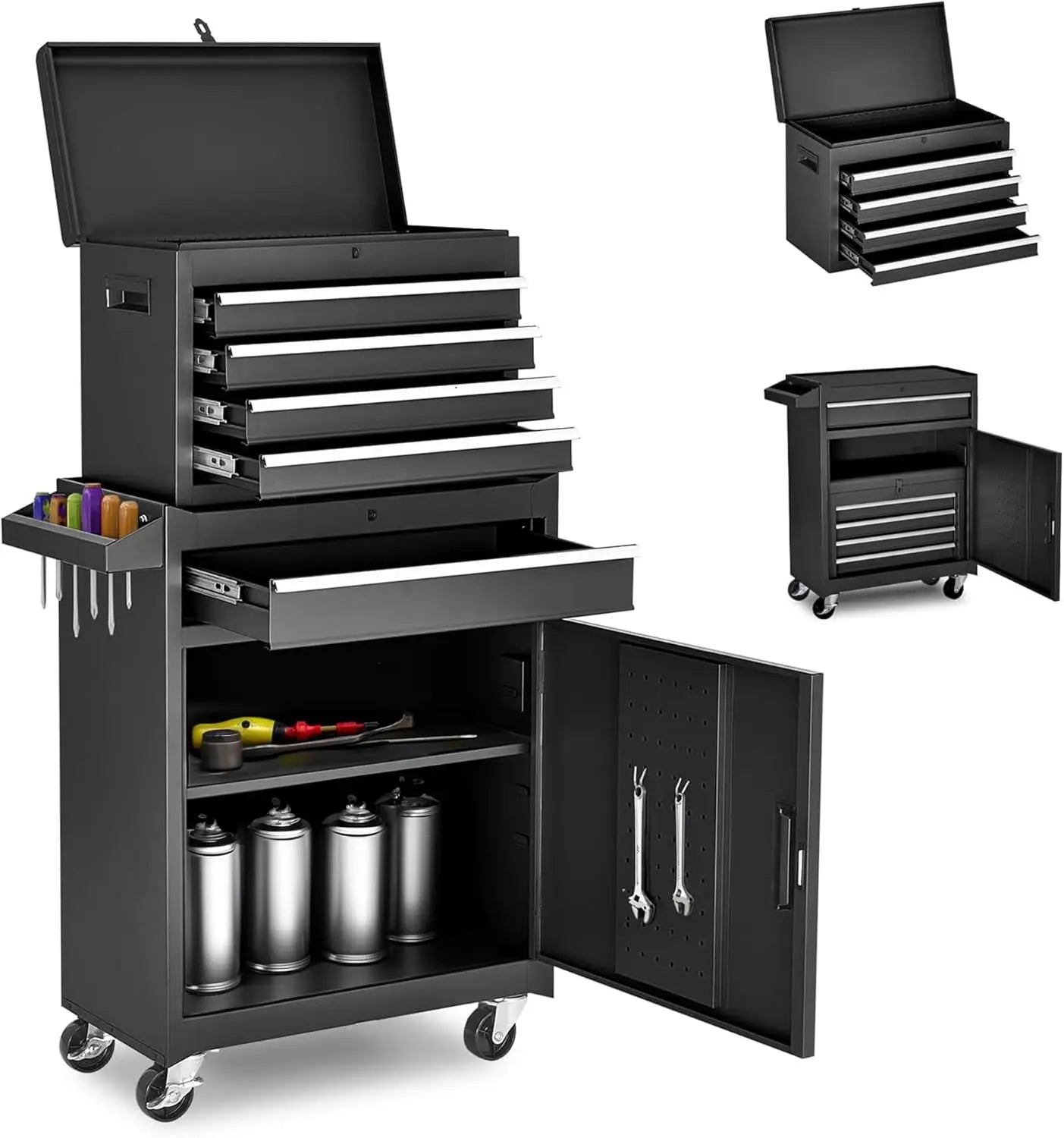 HiMISSH 5 Drawer Rolling Toolbox High Capacity For Garage Workshop