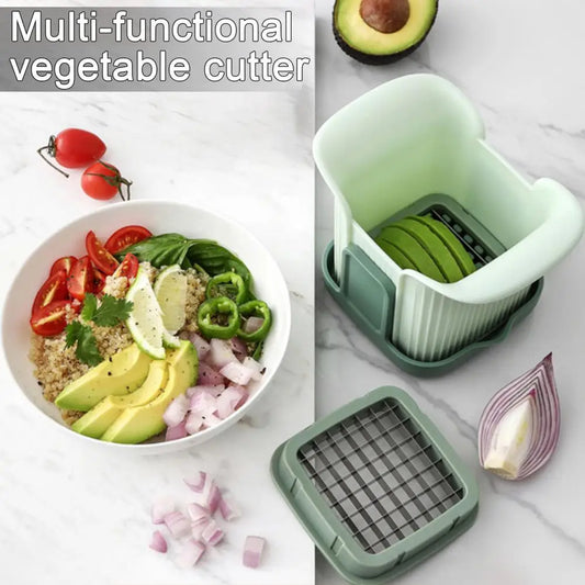 Vegetable Slicer with Container Soft Food Time Saving Chopper Stainless Steel Blade Detachable Cutter for Veggies and Fruits