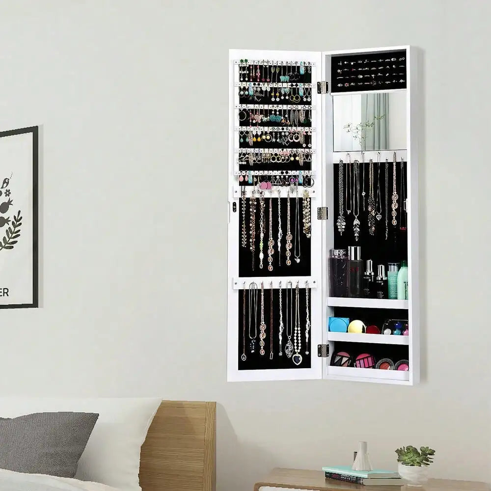CN Mirrored Jewelry Cabinet Armoire Wall Mounted Organizer