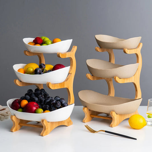 Hign-concerned 3 Layer Fruit Plate Plastic Snack Dish Stand