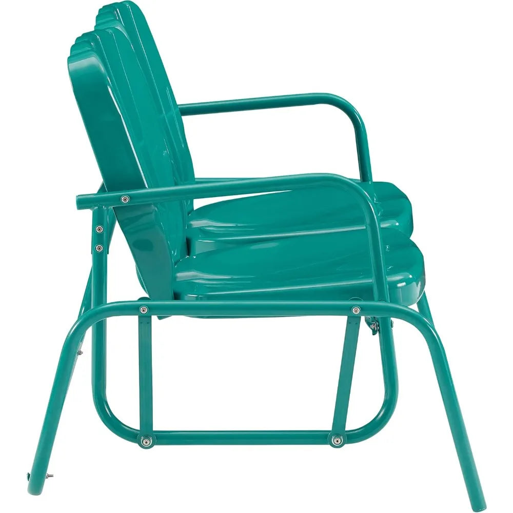 Ridgeland Retro Metal Outdoor Loveseat Glider Rocking Bench