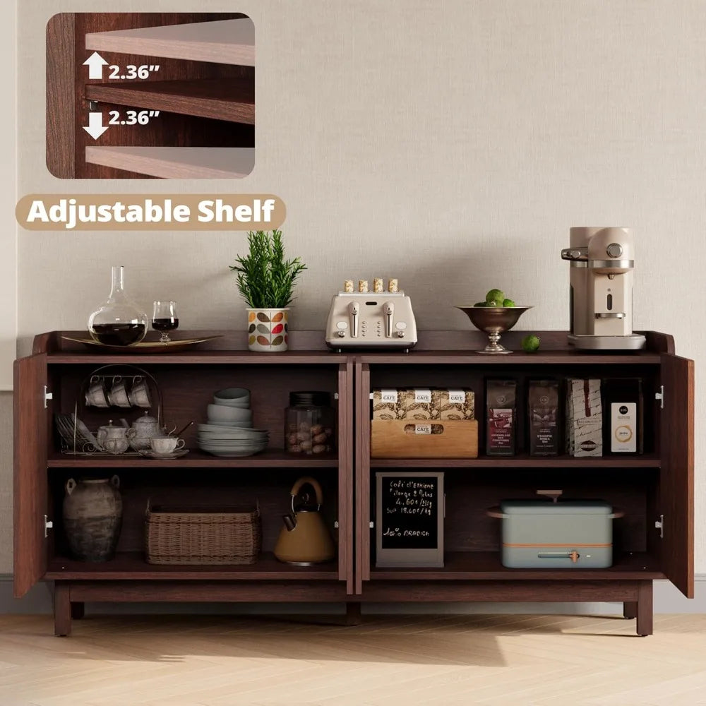DAFIFY Buffet Storage Cabinet With Grille Doors And Adjustable Shelves