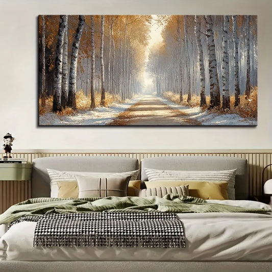 Panoramic Forest Wall Art Gallery Decor With Solid Wood Frame
