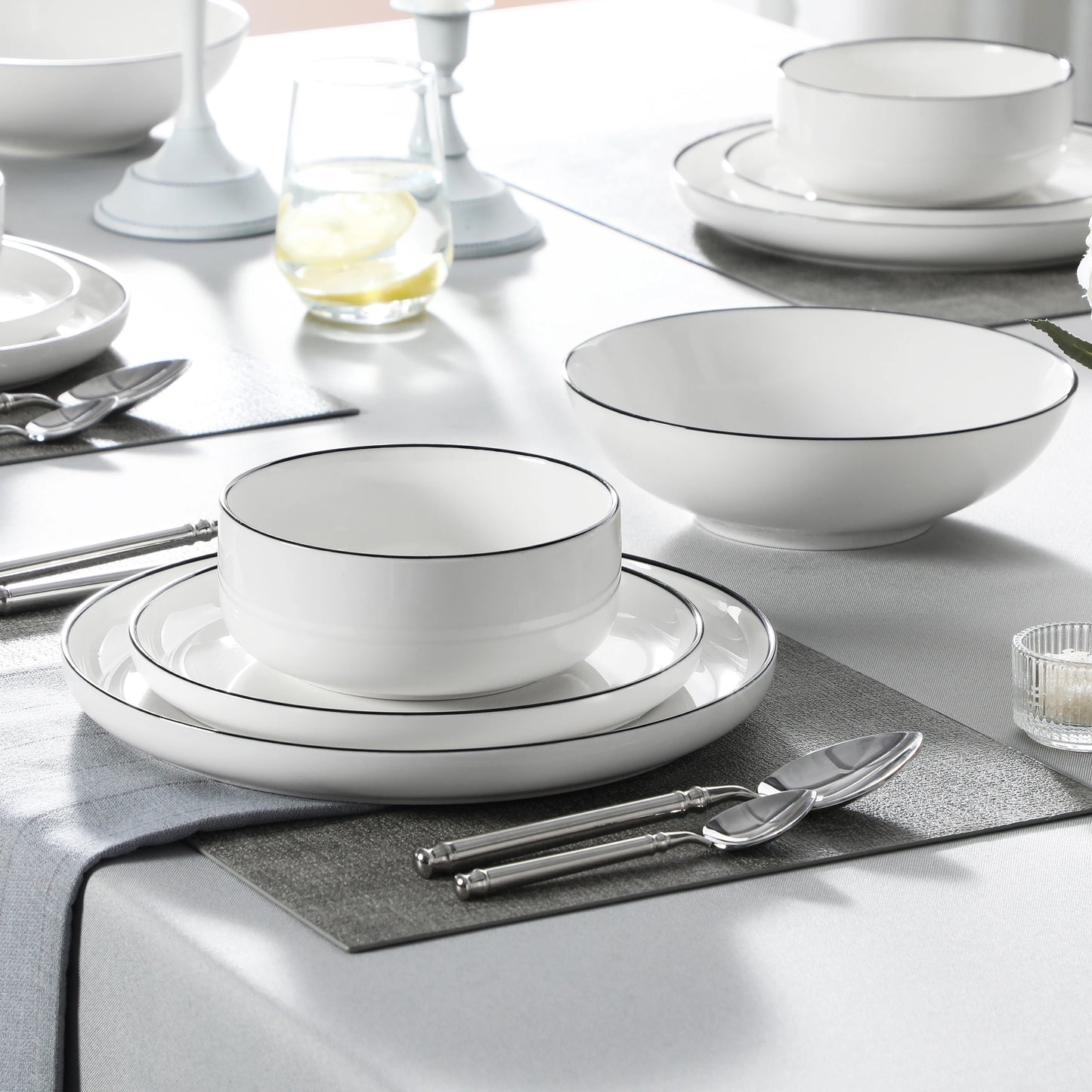 MALACASA Ceramic Dinnerware Set Porcelain Plates And Bowls