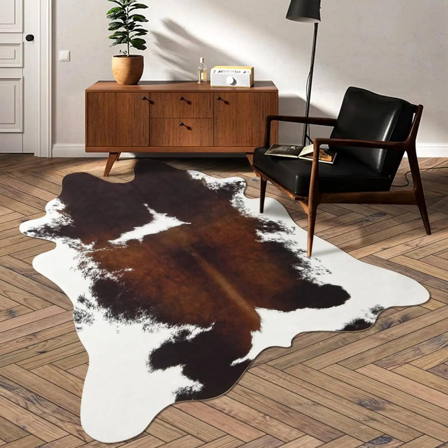 American Style Animal Print Rug Faux Fur Cowhide Rug