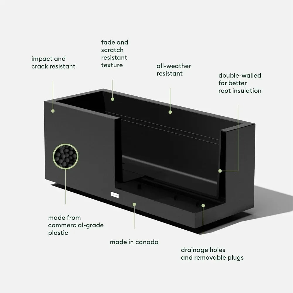 Large Rectangular Long Box Planter for Indoor or Outdoor Use Durable All-Weather Plastic 38 Inches by 15 Inches by 16.25 Inches