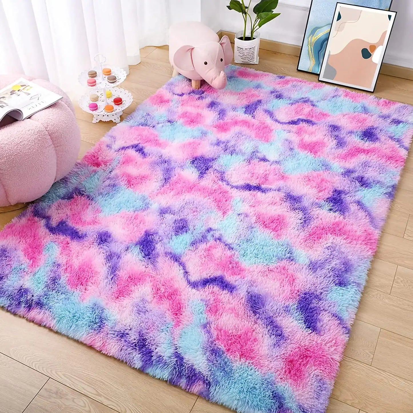 Lochas Soft Plush Tie Dye Velvet Rugs for Living Room