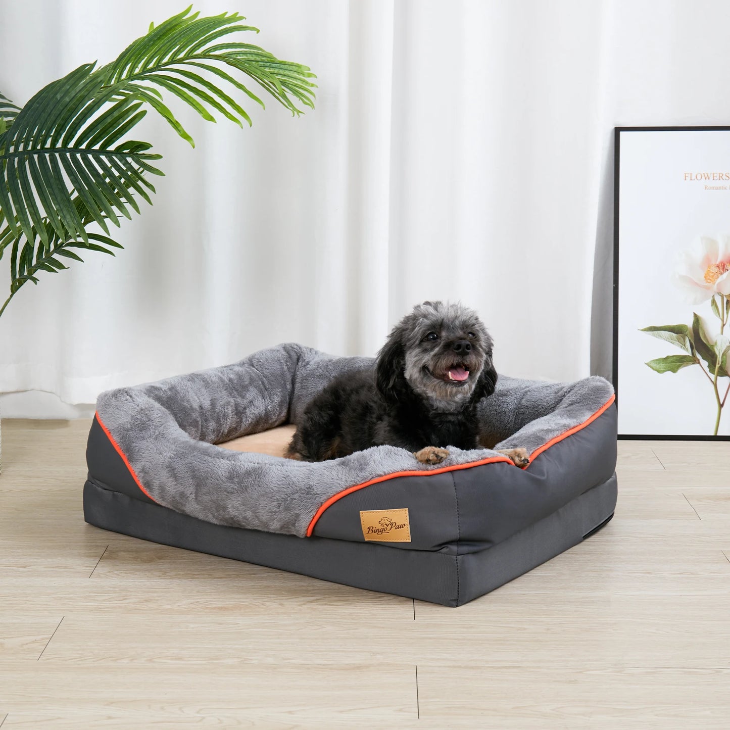 L XL 2XL 3XL Dog Bed Super Soft Orthopedic Foam Pet Sleeping Mat with Cotton Padded Bolster and Removable Washable Cover