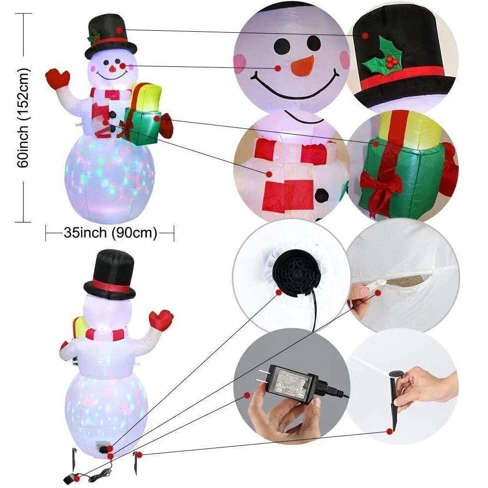 Hignconcerned Snowman Inflatable Outdoor Yard Decor LED