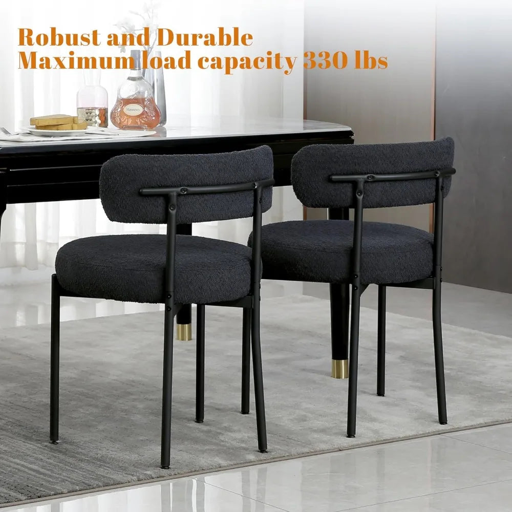 ZHUXIANG Boucle Dining Chairs Set of 2 Mid Century Modern