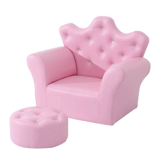 QABAFilling Kids Sofa Set With Footstool Princess Decor