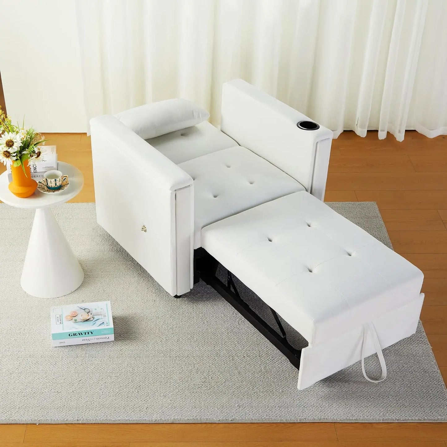 Velvet Convertible Chair Bed, 3 in 1 Multi-Functional Sleeper