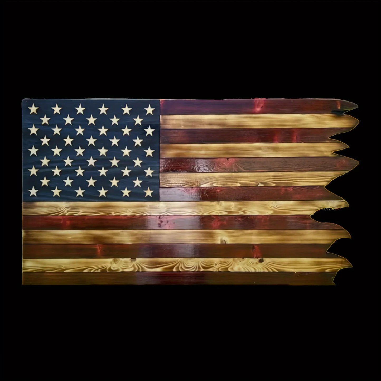 8 Inch by 15 Inch American Wavy Flag Wooden Independence Day Decoration for Home Restaurant Bar Cafe and Garage Christmas Gifts