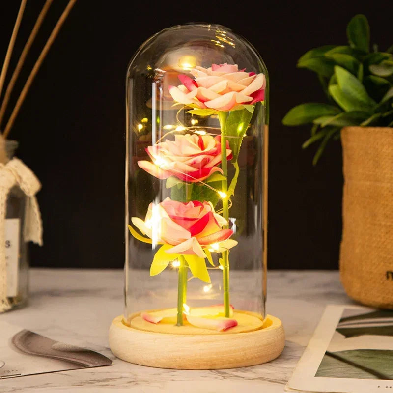 Zhejiang Rose Glass Dome Ornament Light Up Valentines Gift