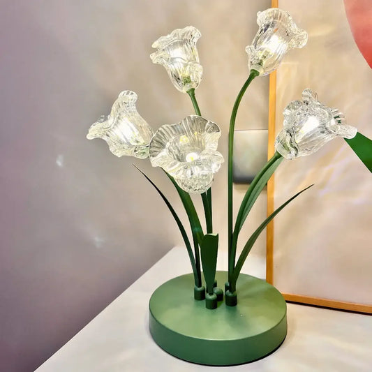 Bell Orchid Glass Table Lamp LED Night Light Ambient Glow