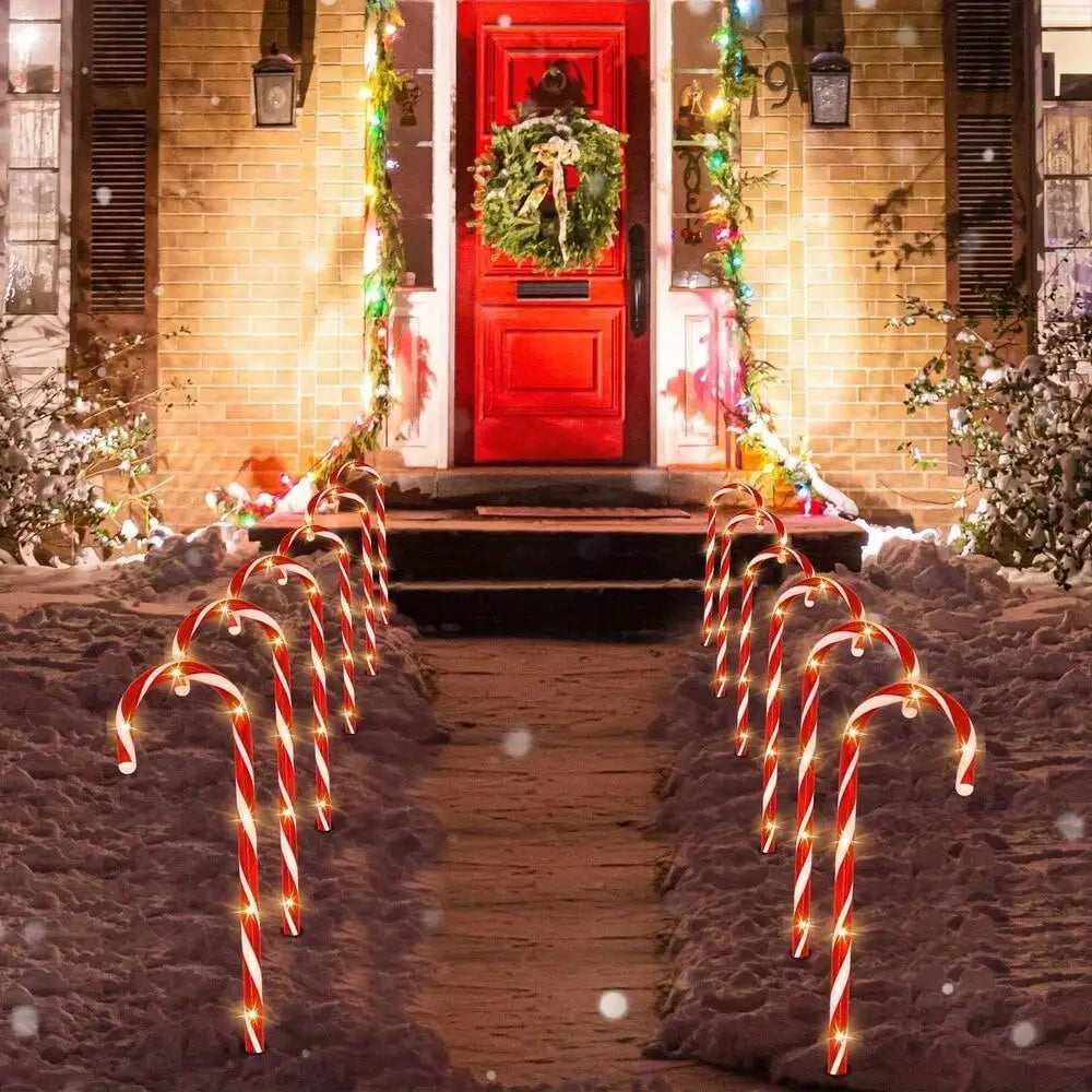 Guangdong Candy Cane Solar Christmas Lights 12 Pack