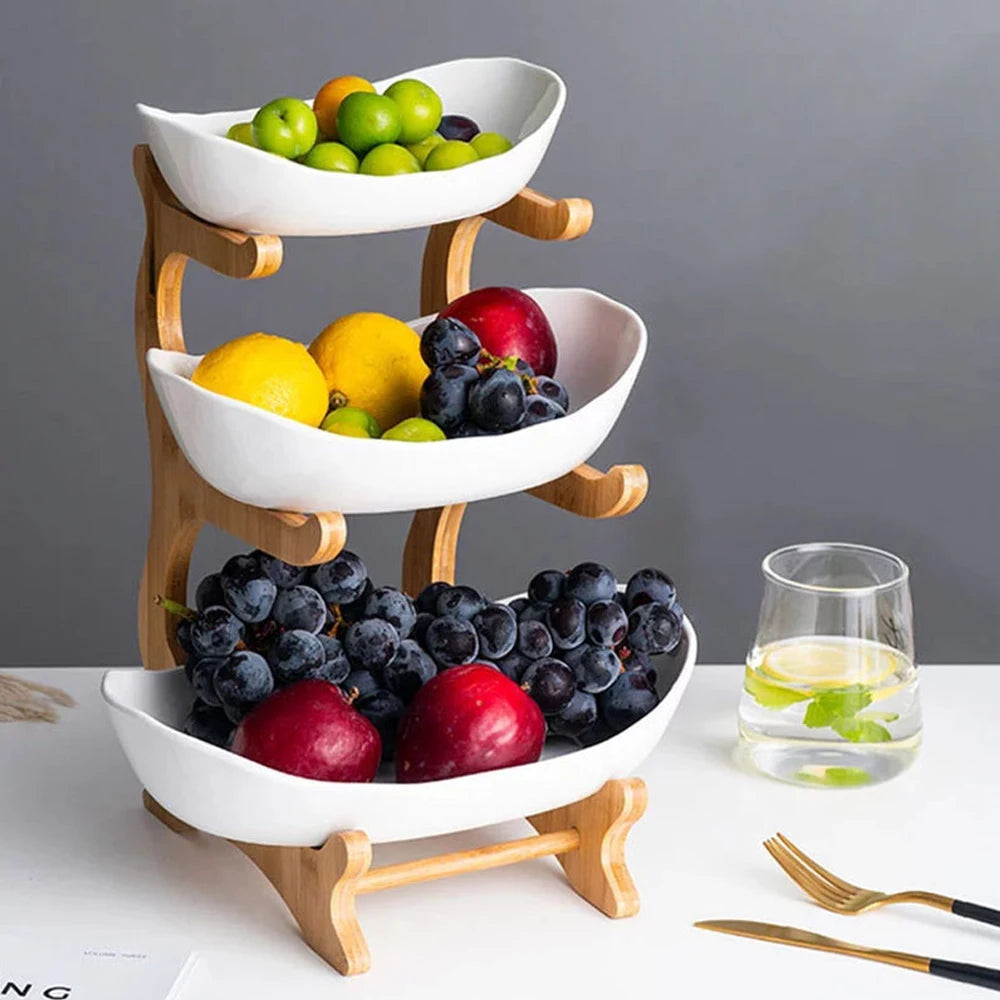 Hign-concerned 3 Layer Fruit Plate Plastic Snack Dish Stand