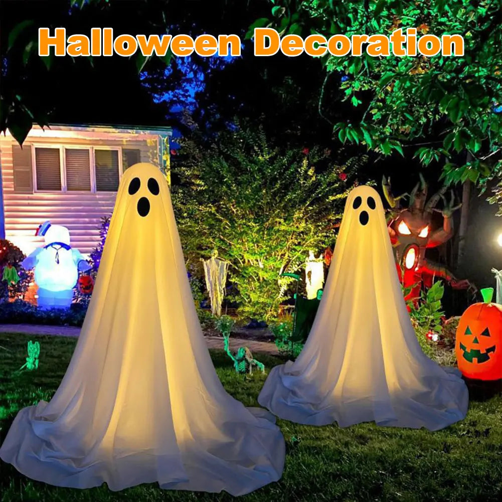 Lighted Spooky Ghost Decor With String Lights For Halloween