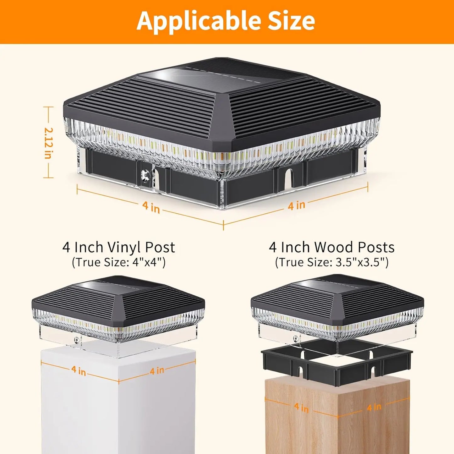 6 Pack 4x4 Solar Post Lights Outdoor with 40 LEDs 30 Lumens