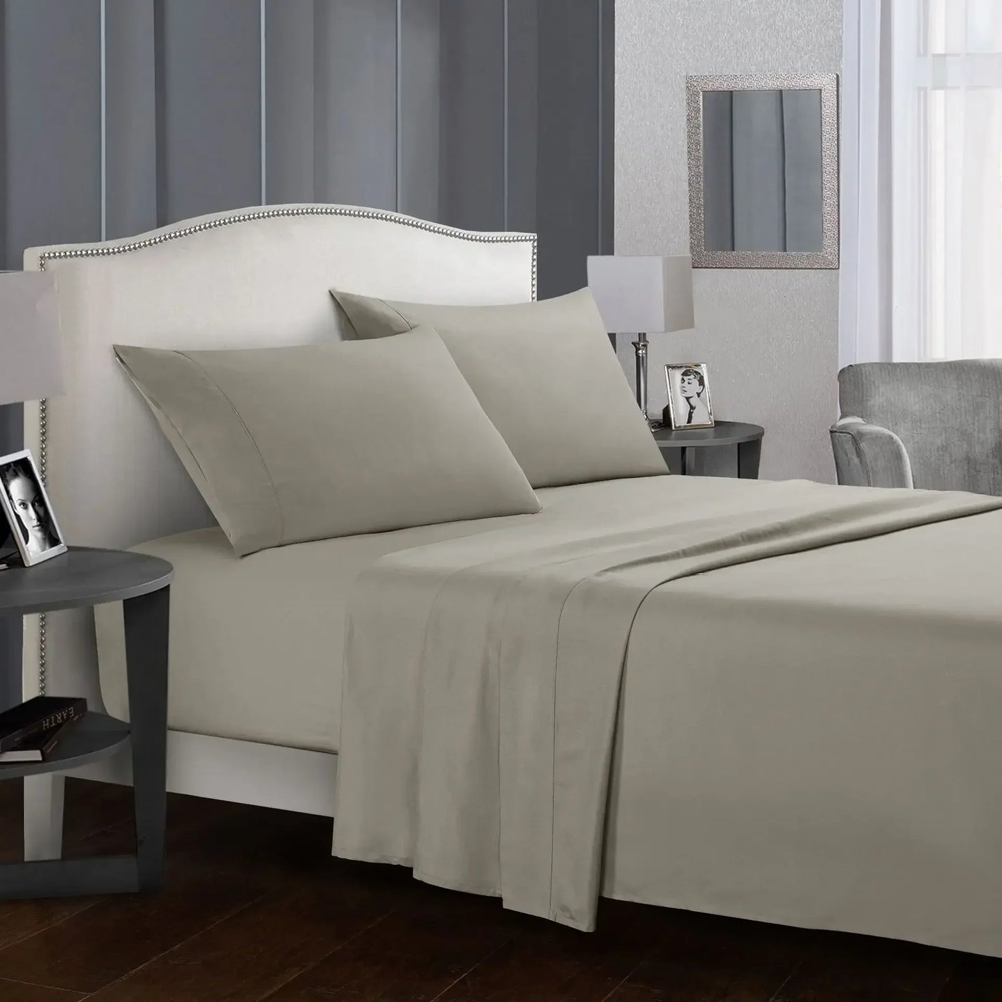 Solid Color Soft Brushed Bed Set Fitted Sheet Flat Sheet Pillowcase Bedding Set Twin Full Queen California King 3 Piece 4 Piece