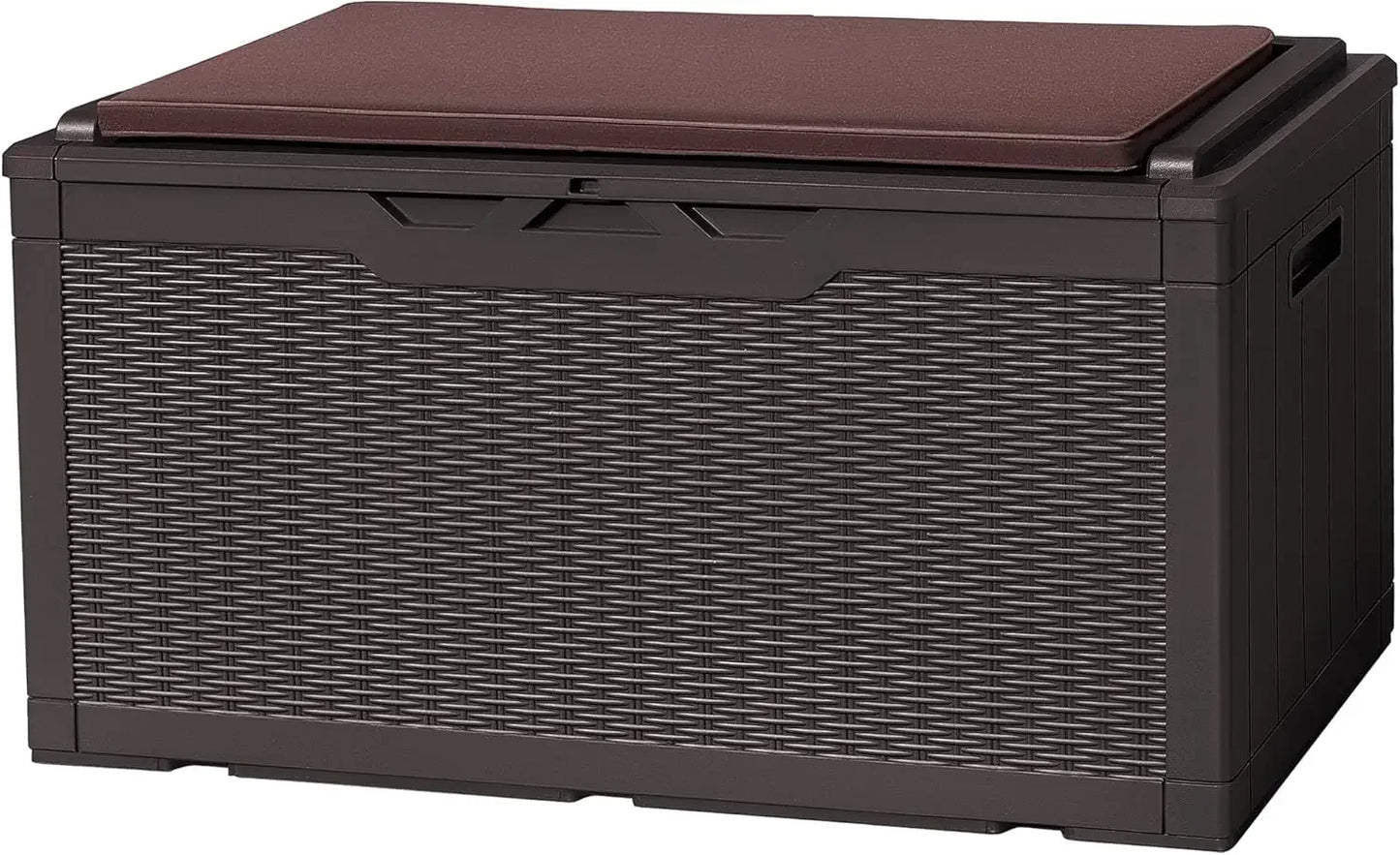 Resin Deck Box 120 Gallon Waterproof Large Storage Solution Imitation Wood Design for Outdoor Indoor Use