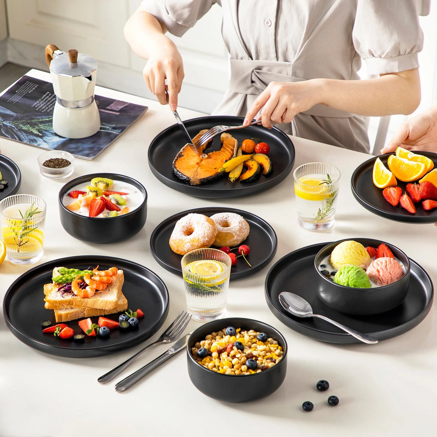 Malacasa Ceramic Dinnerware Set Complete Tableware For Six