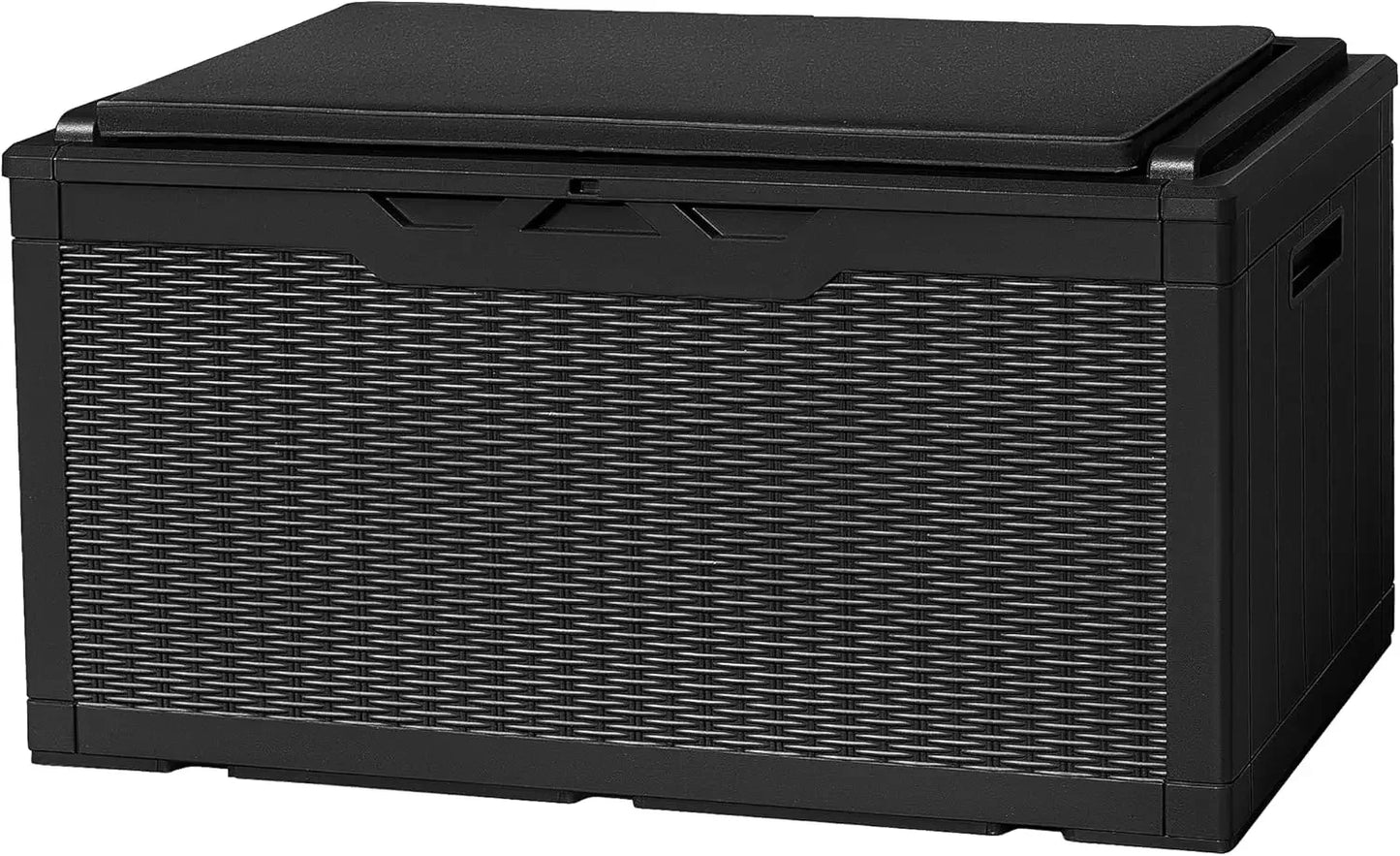 Resin Deck Box 120 Gallon Waterproof Large Storage Solution Imitation Wood Design for Outdoor Indoor Use