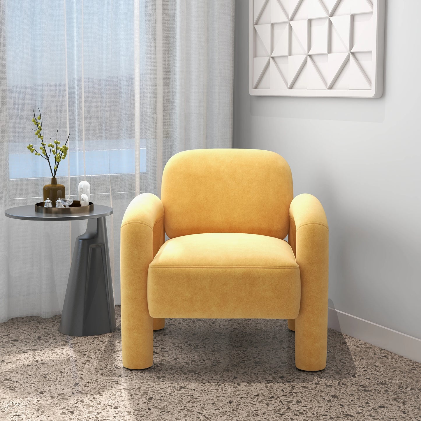 SEYNAR Mid Century Modern Velvet Upholstered Accent Chair