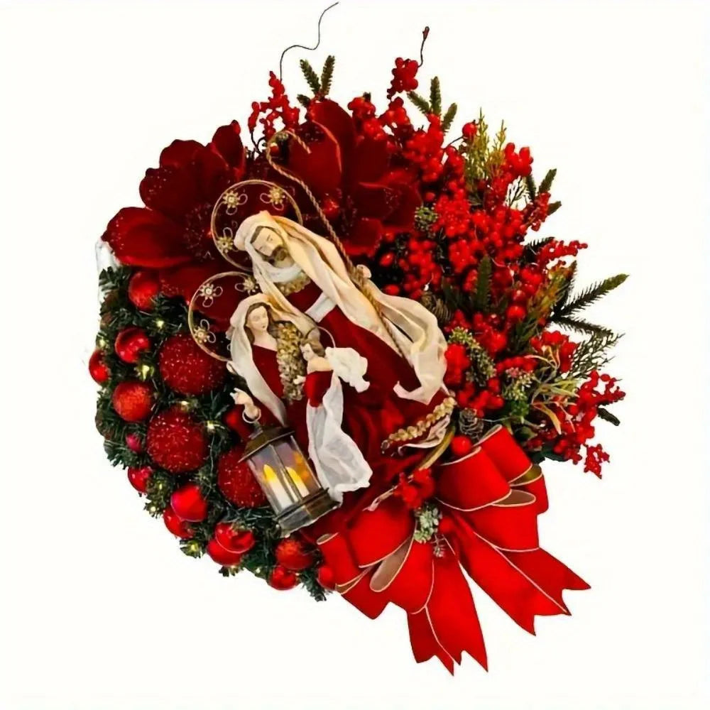 AEHOMECN Farmhouse Christmas Wreath Rustic Door Decor