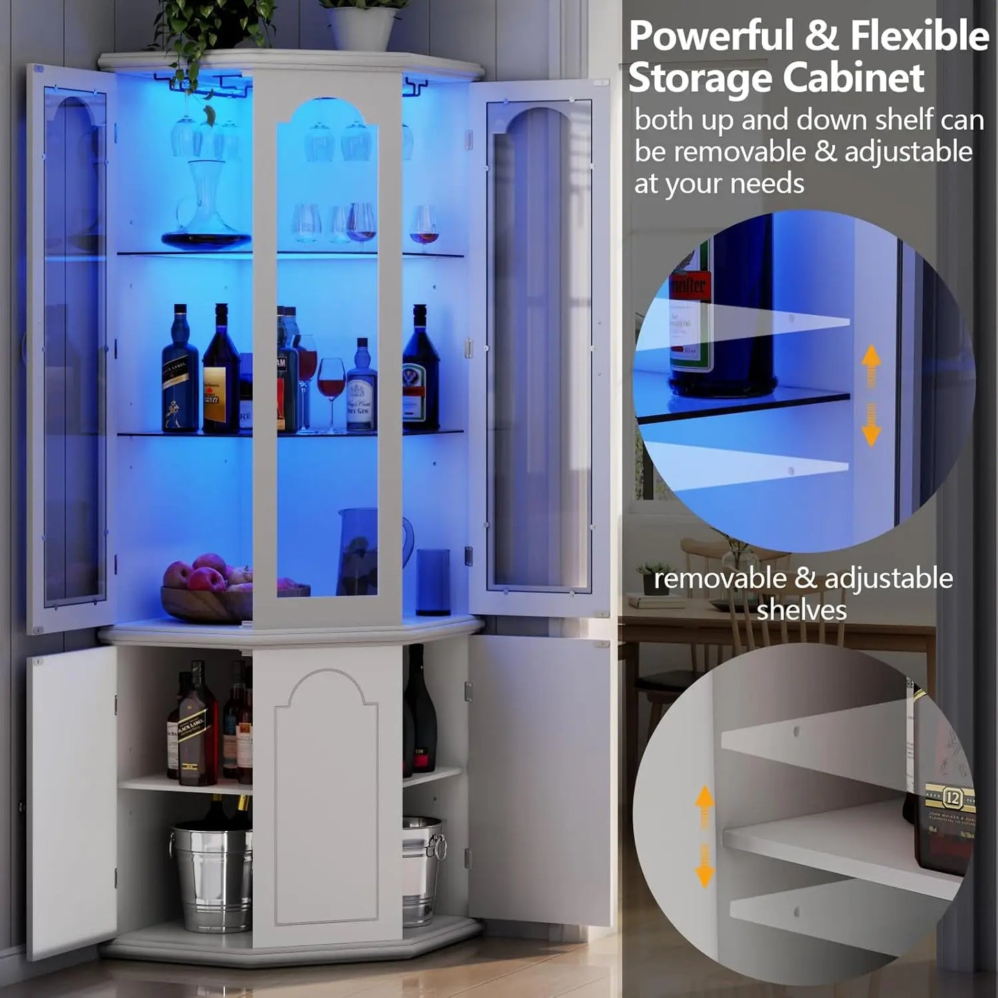 Lady Bug Limited Corner Bar Cabinet With LED Lights