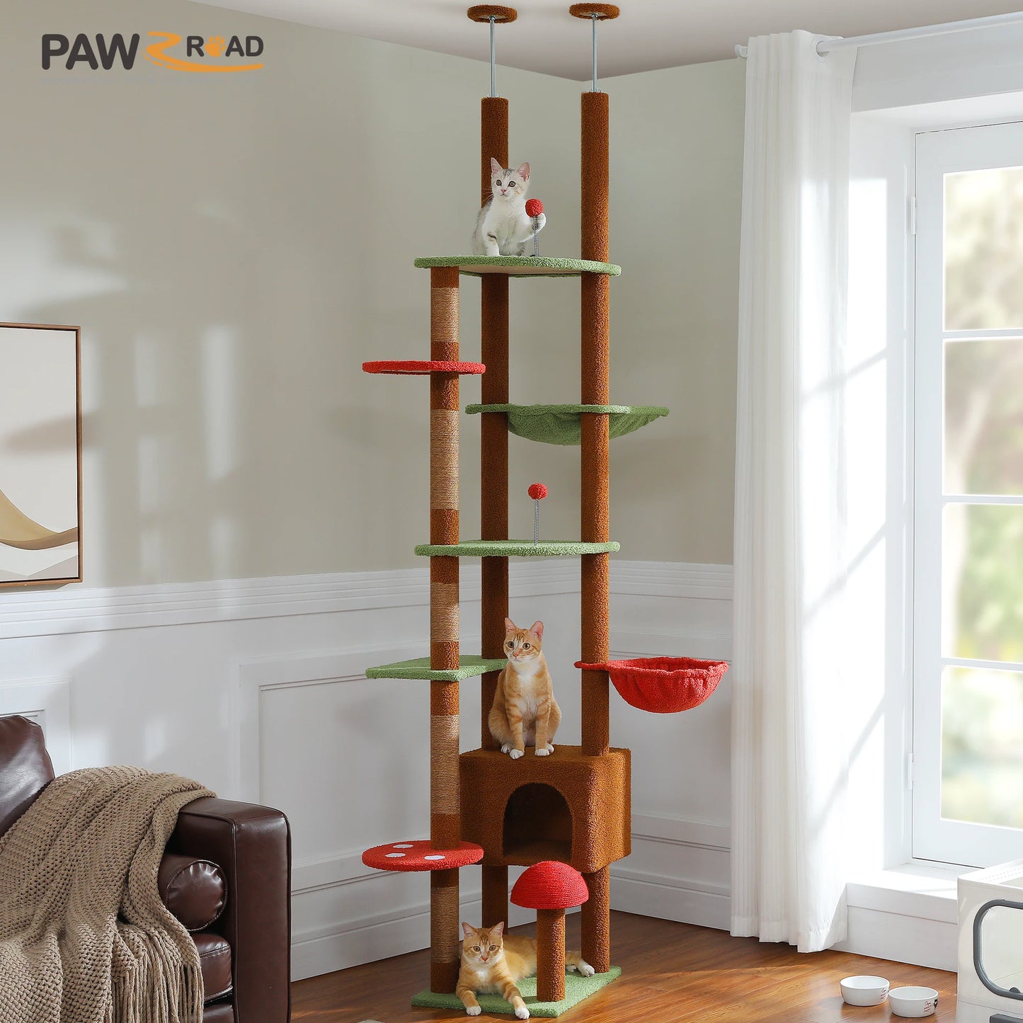 PETEPELACN Cat Tree Floor To Ceiling Tower With Hammock