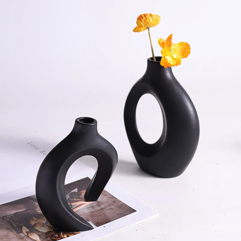 2pc Ceramic Vase Artwork for Living Room Bedroom Cafe Decor