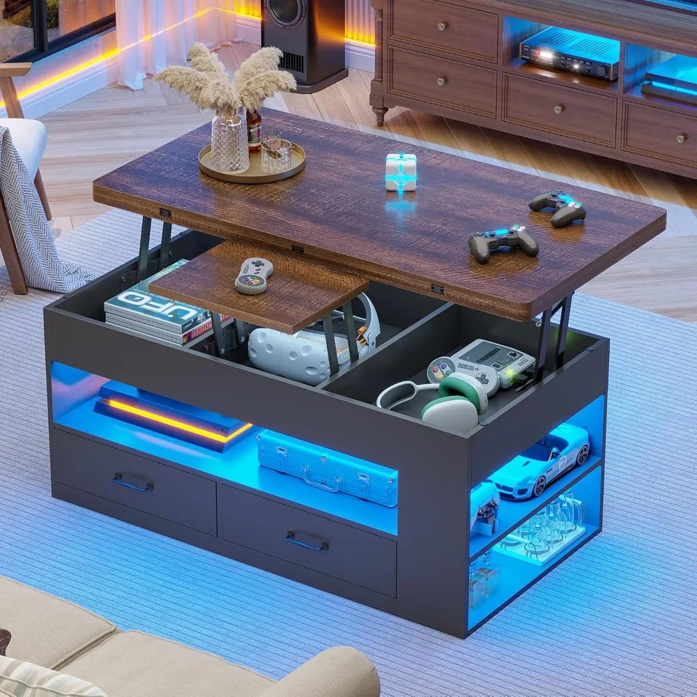 Lift Top Coffee Table With Storage And Hidden Compartment