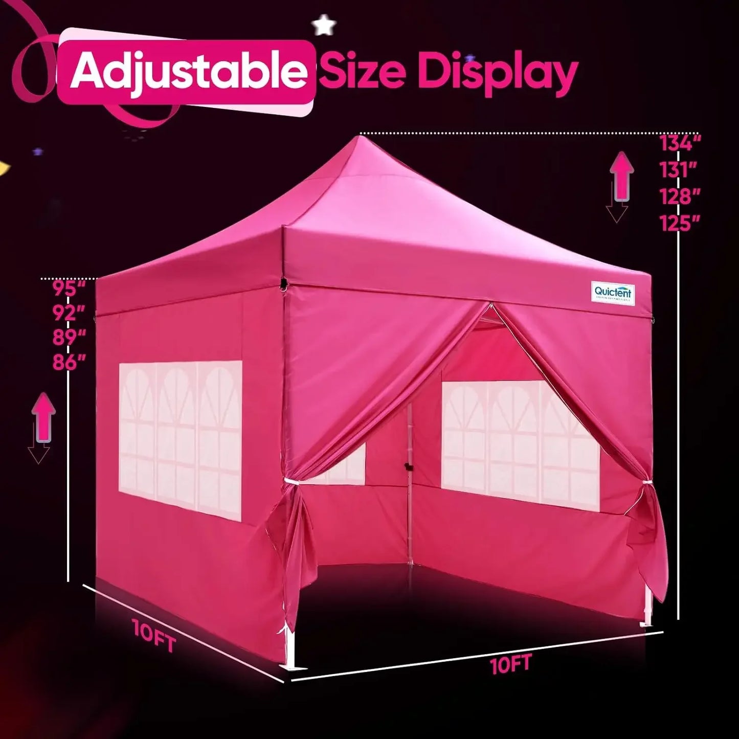 10x10 Heavy Duty Pop Up Canopy Tent with Sidewalls and Hexagonal Legs Commercial Instant Shelter with 3 Year Frame Warranty Waterproof Oxford Fabric for Events and Outdoor Markets