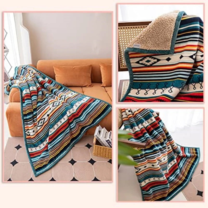 Lightweight Boho Sherpa Throw 50 X 60 Blanket Luxury
