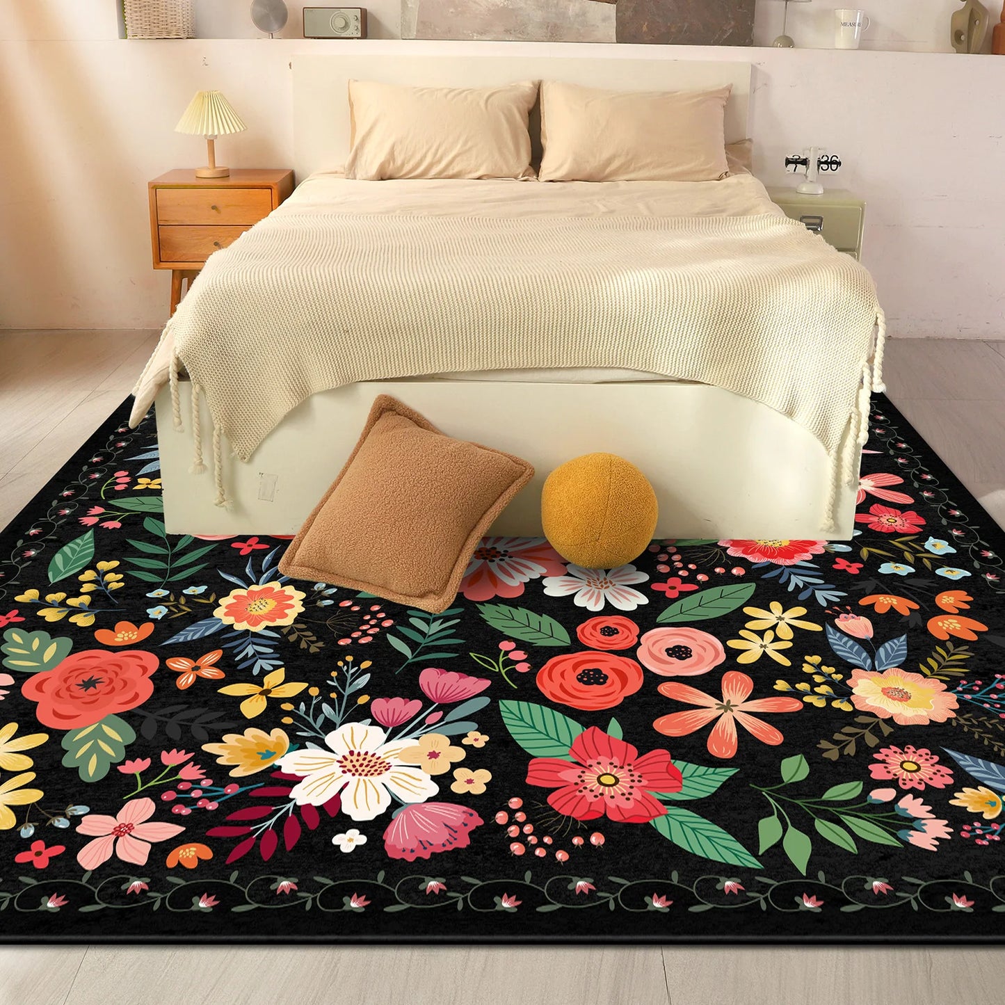 8' X 10' Area Rug Boho Washable Rug Non Slip Soft Carpet Low Pile Indoor Carpet for Bedroom Office Dining Room