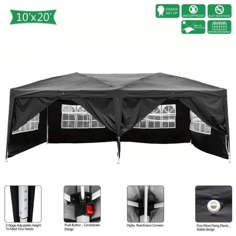 10x20 EZ Pop Up Wedding Party Tent Waterproof Gazebo Canopy Heavy Duty Outdoor Shelter