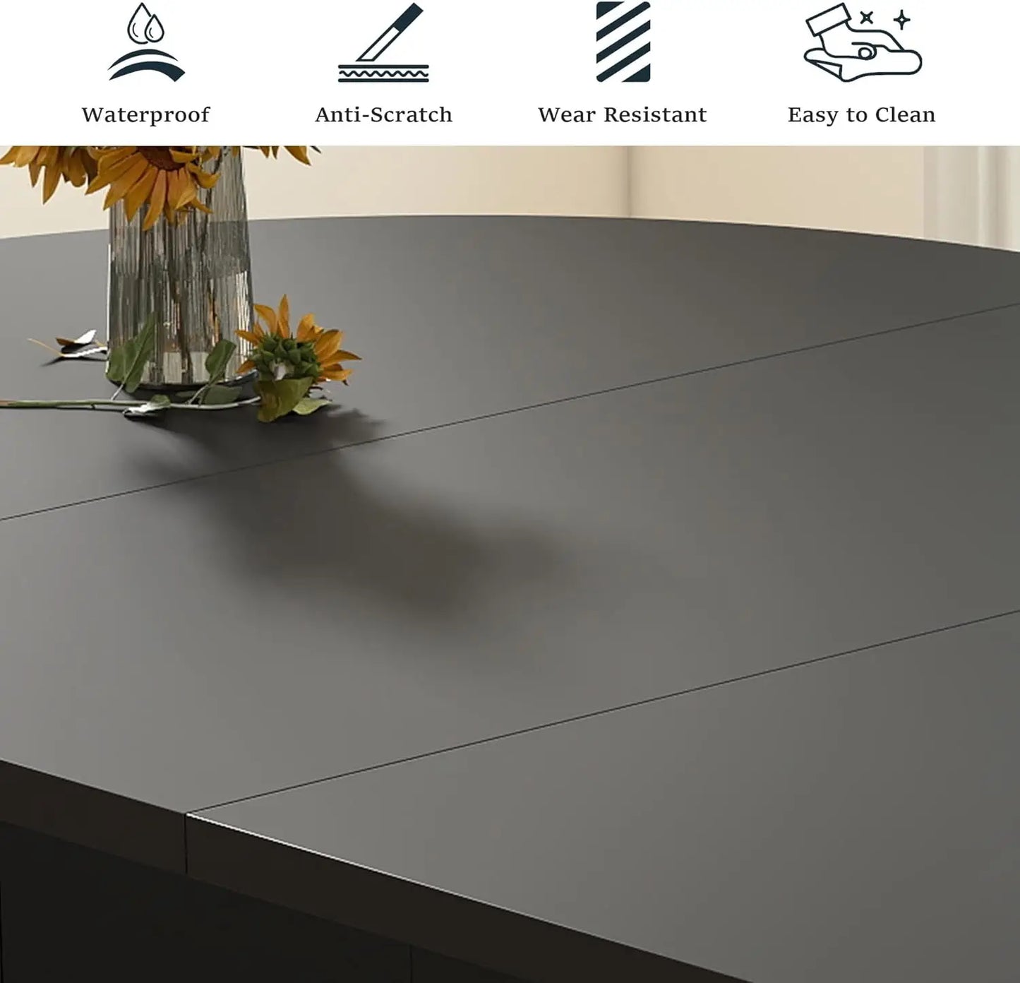 XMSJ Modern Extendable Dining Table For 4 To 8 Seats Round Oval Fluted Base For Dining Room