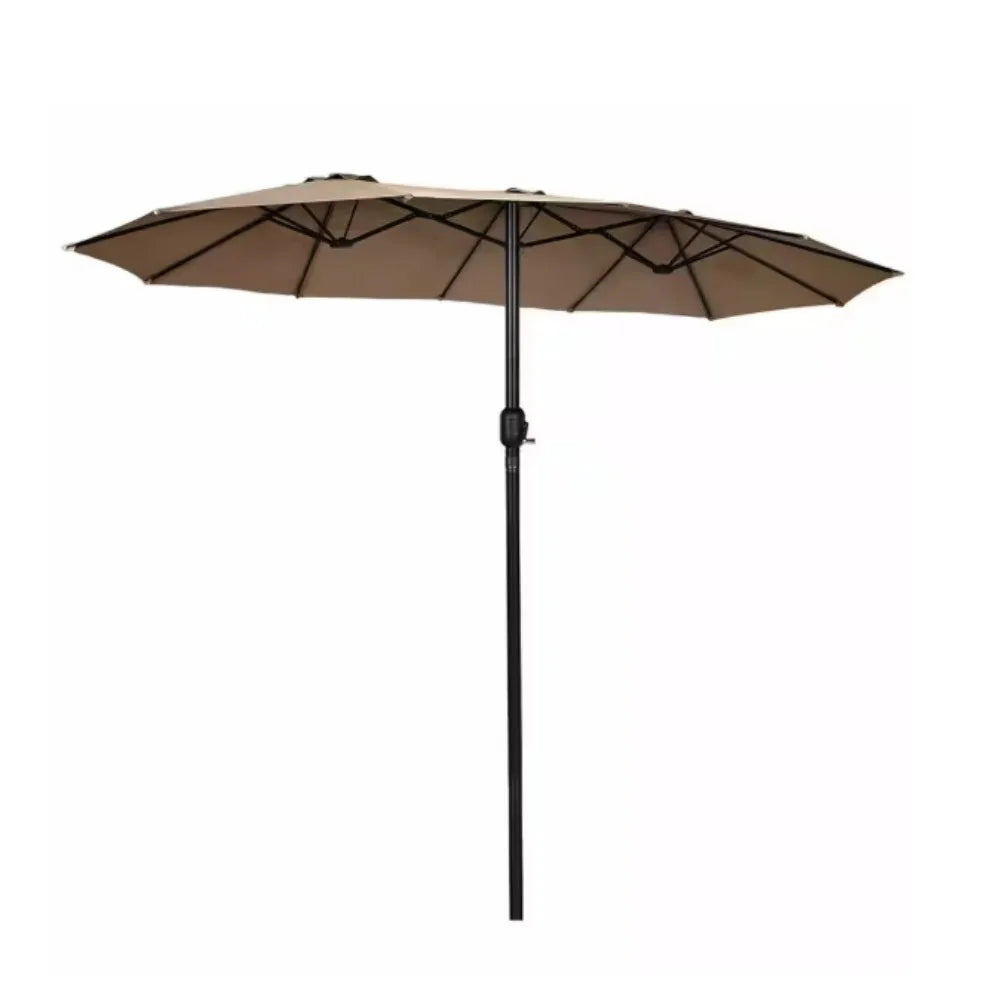 Outdoor 15 Feet Steel Market Patio Umbrella Double Sided Twin Umbrella with Crank