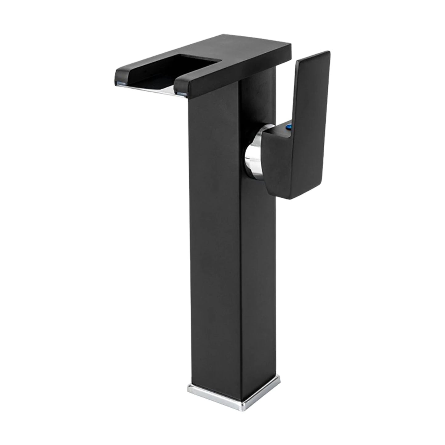 Black Bathroom Vessel Faucet Led Light 3 Color Changing Waterfall Single Handle Bowl Sink Faucet with Hose