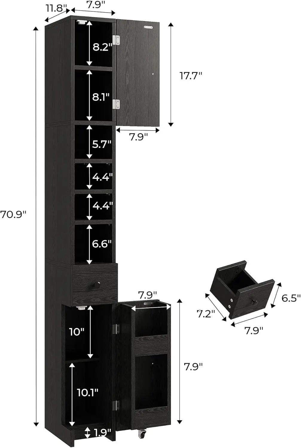 IRONCK Bathroom Storage Cabinet With Doors Narrow Design And Adjustable Shelves Solutions