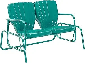 Ridgeland Retro Metal Outdoor Loveseat Glider Rocking Bench