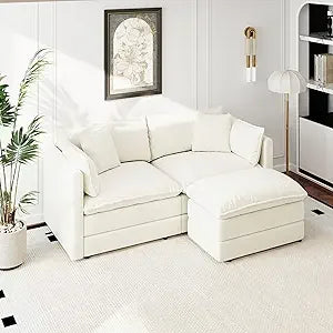Modular Sectional Sofa Modern Convertible Loveseat Couch 77.16 Inch Deep 2-Seater Comfy Chenille Cloud Sofa