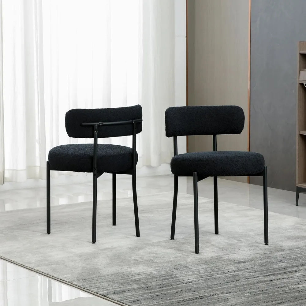 ZHUXIANG Boucle Dining Chairs Set of 2 Mid Century Modern