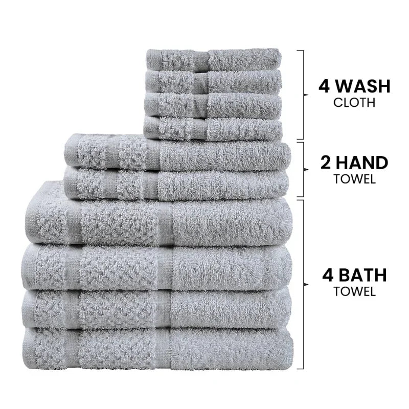 10 Piece Grey Towel Set with Upgraded Softness and Durability
