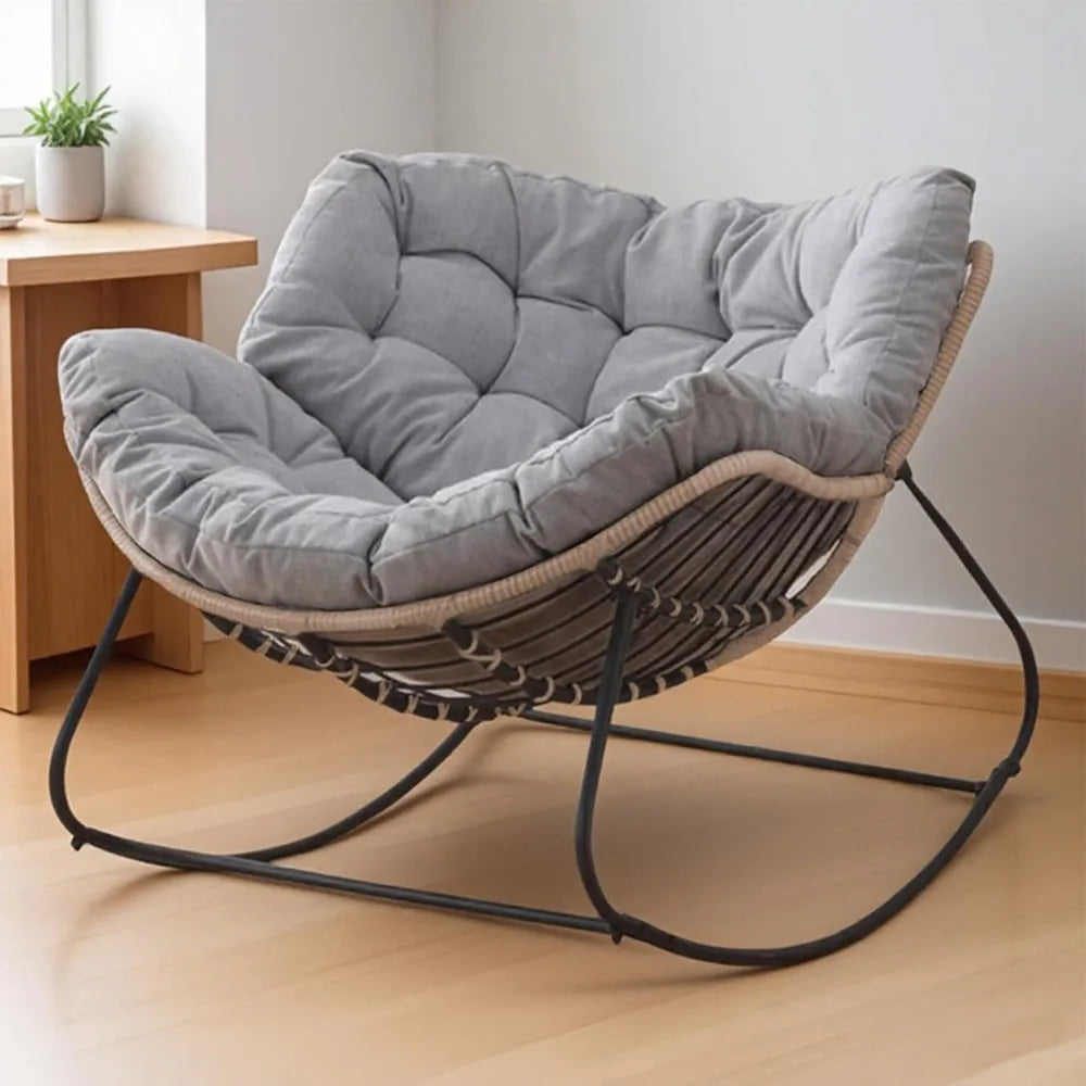Oversized Wicker Egg Chair With Cushion For Indoor Outdoor Use