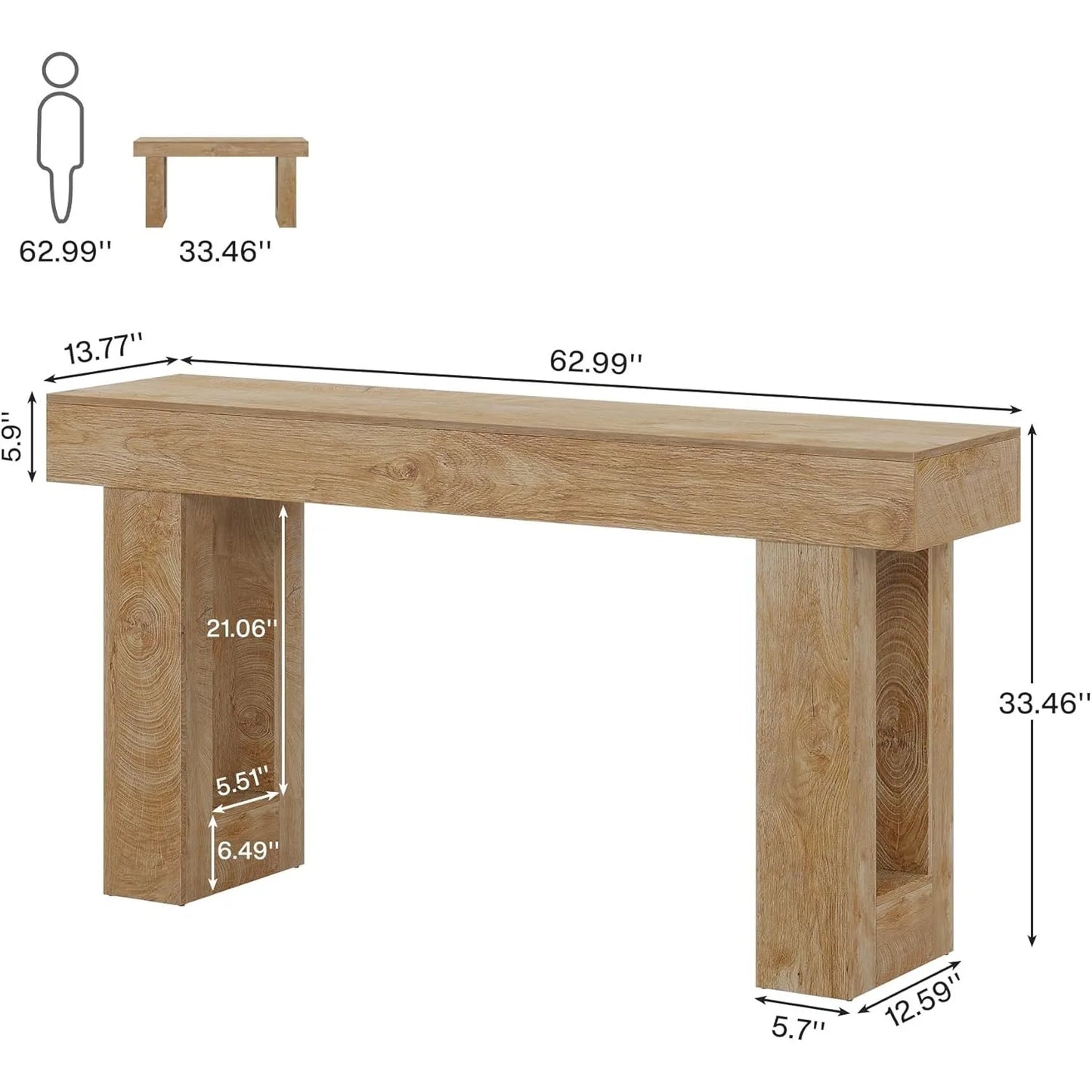 Little Tree Farmhouse Console Table Wooden Entryway Hallway