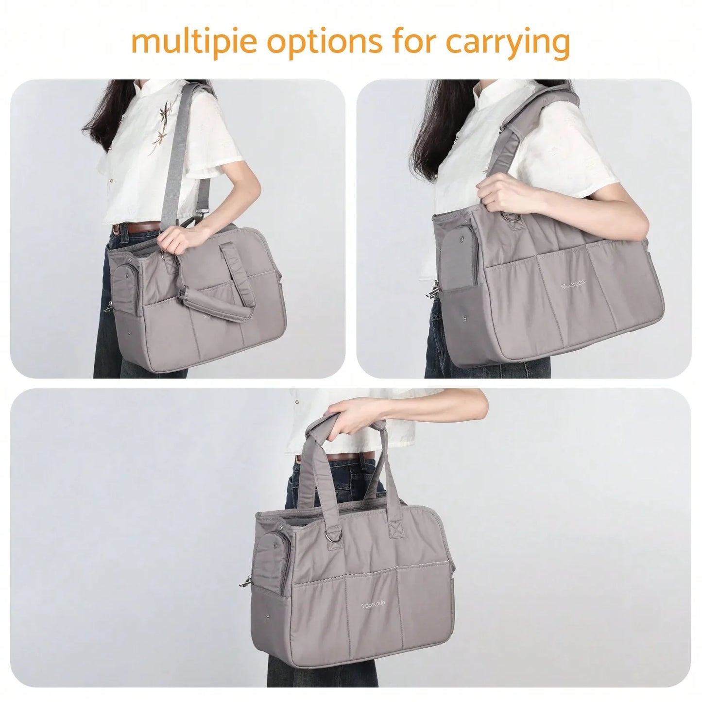 Removable Women's Pet Carrying Handbag Dark Gray Small Dog Cat Carrier Purse for Walking Cats Puppies