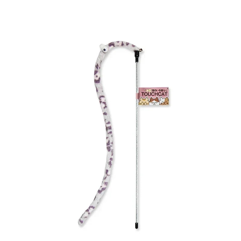 Pet Cat Toy Feather Teaser Wand Interactive Caterpillar Design Colorful Rod for Cats Accessories