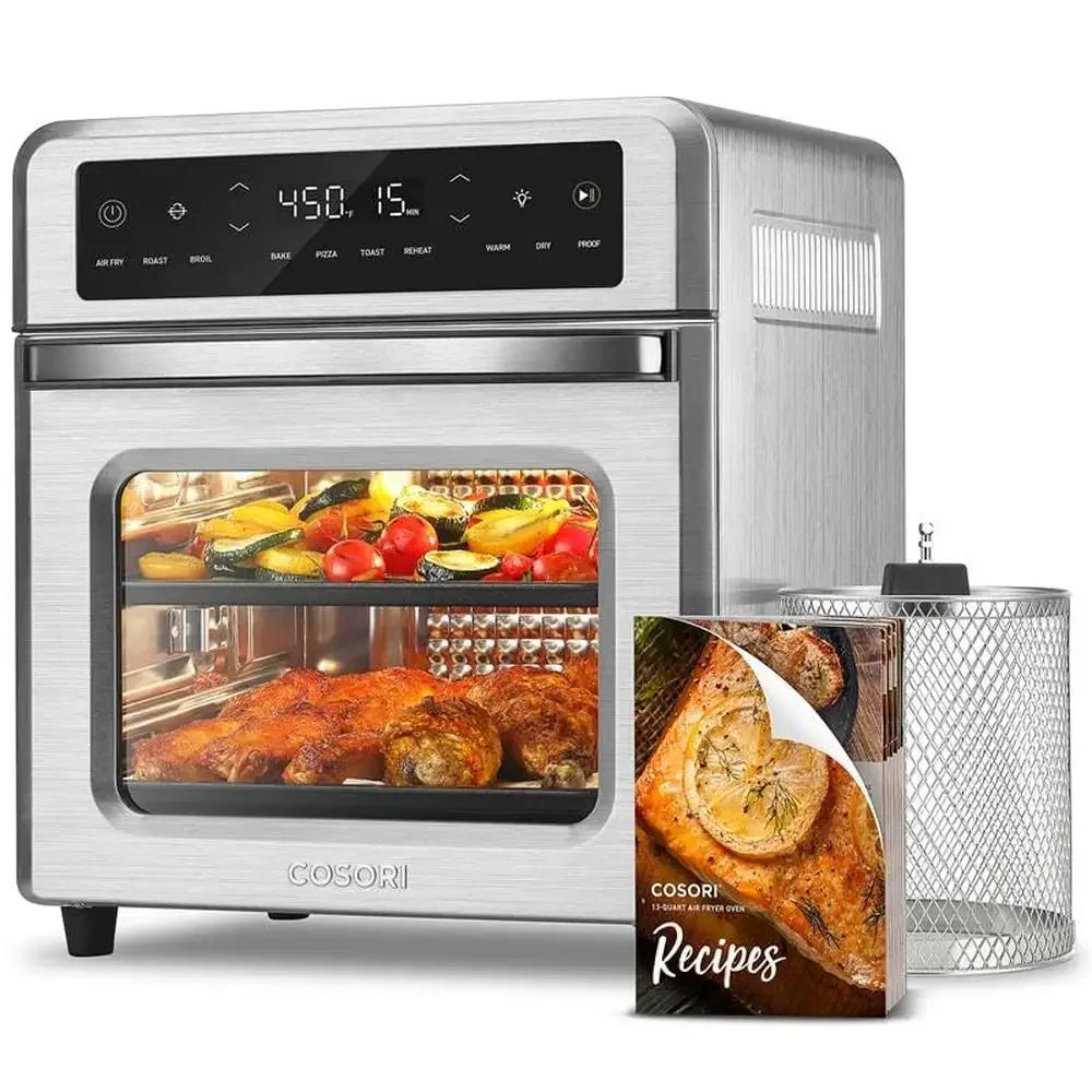11 In 1 Air Fryer Oven 13Qt Rotisserie Pizza Cooking Functions Dual Layer Cooking Accessories Fast Crispy Results Healthy